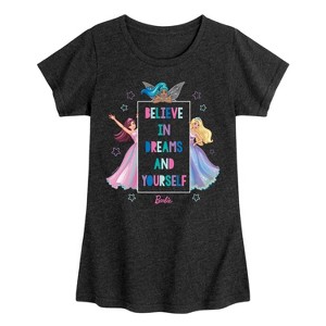 Girls' - Barbie - Believe In Dreams and Yourself Princess Fairy Fitted Short Sleeve Graphic T-Shirt - 1 of 4