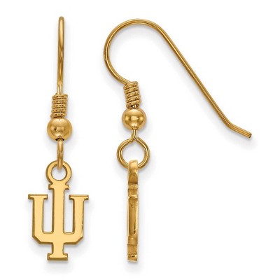 Black Bow Jewelry 14k Yellow Gold Plated Sterling Silver Indiana Hoosiers NCAA Dangle Earrings