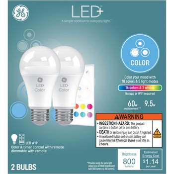 GE 2pk Remote Included LED+ Color Changing Light Bulbs