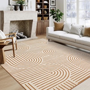 Modern Rainbow Striped Area Rug Washable Living Room Rugs Stain Resistant Non-Slip Backing Ultra-Thin Non Shedding,for Bedroom Playroom - 1 of 4