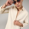 Campus Sutra Men Men's Pale Yellow Textured Weave Shirt - 2 of 3