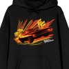 Fast & Furious Dodge Challenger Orange Vector Background Long Sleeve Black Adult Hooded Sweatshirt - 2 of 3