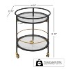 Christopher Knight Home Vincent Modern Round Bar Cart with Tempered Glass Shelves and 4 Casters - 2 of 4