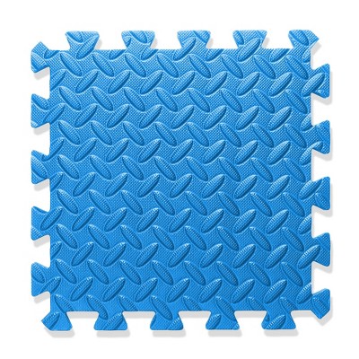 Blue EVA Foam Rubber Interlocking Exercise Floor Mats, 12" x 12"