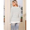 Allegra K Women Striped Round Neck Hollow Long Sleeve Regular Fit Casual Fall Winter Trendy Sweater - 3 of 4