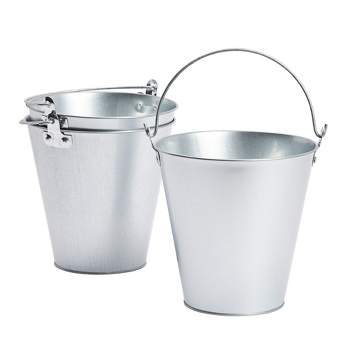 ArtCreativity Mini Galvanized Metal Buckets with Handles - Set of