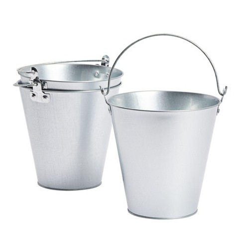 Juvale 3 Pack Galvanized Metal Ice Buckets for Parties, 7 Inch Tin Pails  with Handles for Beer, Wine, Champagne, Table Centerpieces, 100 Oz
