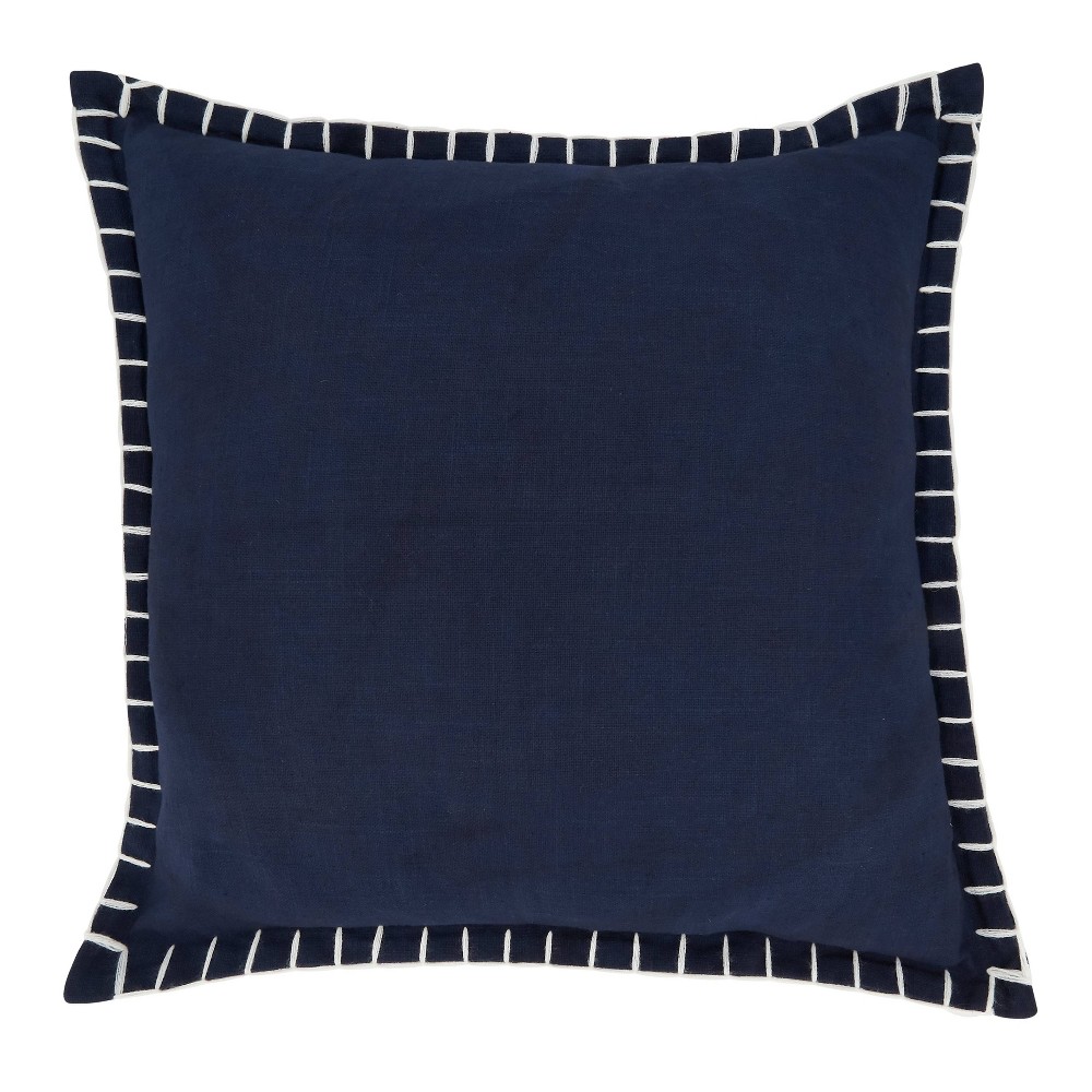 Photos - Pillow 20"x20" Oversize Minimalist Chic Chunky Whip Stitch Square Throw  Cover Navy Blue - Saro Lifestyle: Cotton Fabric, Zip