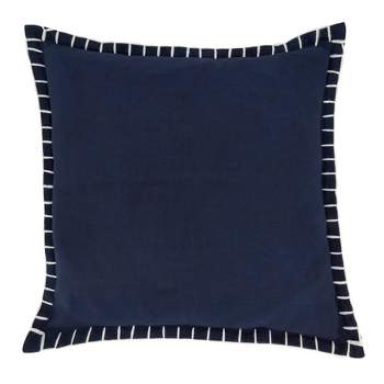 20"x20" Oversize Minimalist Chic Chunky Whip Stitch Down Filled Square Throw Pillow Navy Blue - Saro Lifestyle