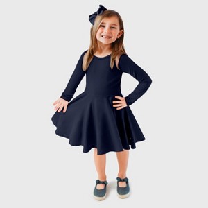 City Threads Girls Soft Jersey 100% Cotton Long Sleeve Skater Dress - USA-Made Twirly Dress for Toddlers/Kids - 1 of 4
