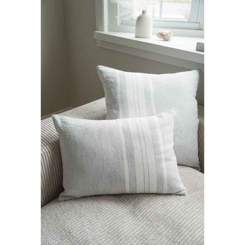 Light Grey Bold Stripes So Soft Linen Pillow, 3 of 9