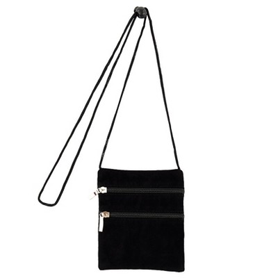 The Lakeside Collection Suede Crossbody Bag - Black