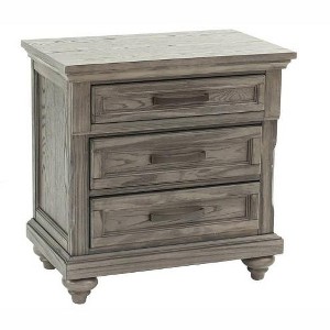 ORRD 3-Drawer Nightstand with Classic Carved Detailing and Turned Feet, Soft Gray Finish - 1 of 3