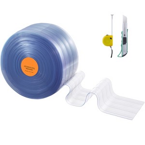 VEVOR Strip Curtain, 100' Length x 12" Width x 0.12" Thickness, Clear Ribbed PVC Curtain Strip Door Bulk Roll, Plastic Door Strips - 1 of 4