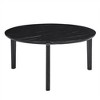 36 Inch Round Coffee Table, Modern And Stylish Small Coffee Table, Imitation Marble Tabletop With Wood Legs - 2 of 4