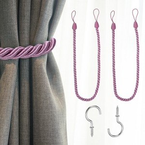 Unique Bargains Handmade Woven Braided Metal Screw Hooks Curtain Tiebacks - 1 of 4