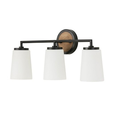 Capital Lighting Jonah 3 - Light Vanity in  Light Wood/Matte Black