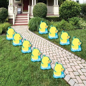 Big Dot of Happiness Ducky Duck - Rubber Ducky Lawn Decorations - Outdoor Baby Shower or Birthday Party Yard Decorations - 10 Piece - 1 of 4
