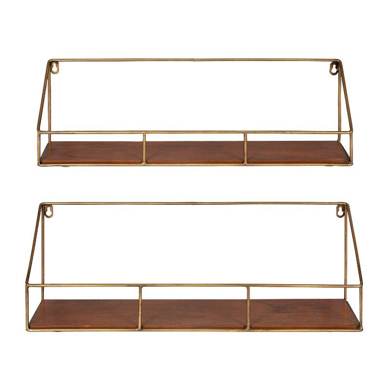 2pc Westland Wood and Metal Floating Wall Shelves Walnut Brown - Kate &#38; Laurel All Things Decor, 3 of 7