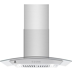 30 in. Silver Stainless Steel Wall Mount Range Hood with 380 CFM 3-Speed Fan, Tempered Glass, LED Lights, Permanent Dishwasher-Safe Filters - 1 of 4