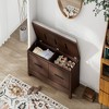 Infurnic Decorative Storage Cabinets Shoe Bench with Removable Cushion,Hidden Storage for Living Room, Entryway, and Hallways, Brown, 43"*15"*18.1" - 2 of 4