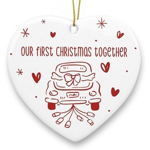 Lomsoe Our First Christmas Together Ornament First for Him Her Boyfriend Girlfriend Couple Wedding Christmas Heart Ceramic Xmas Tree Ornament Decor - 1 of 1