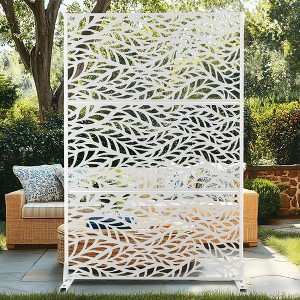 TUYOHW Metal Privacy Screen Outdoor, Decorative Privacy Panels, Freestanding Privacy Screen for Patio, Garden, Pool (White Square) - 1 of 4