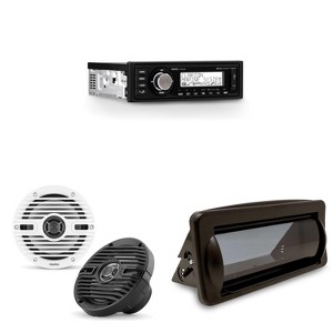 Clarion Marine Boat Audio Upgrade M508 Source Unit, Marine Cover, (1 Pair ) 6.5" Classic Grill Speakers - 1 of 4