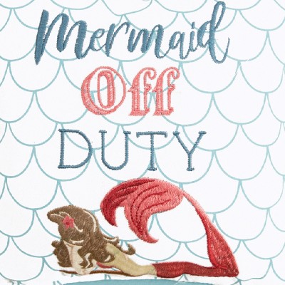 Mermaid Off Duty Embroidered Small Throw Pillow