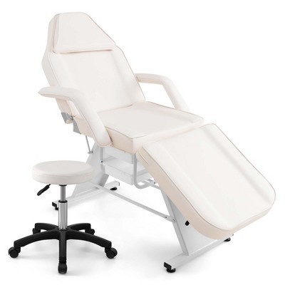 Costway 72" Massage Bed with Hydraulic Stool Adjustable Backrest & Legrest Storage Boxes Black/White/Pink