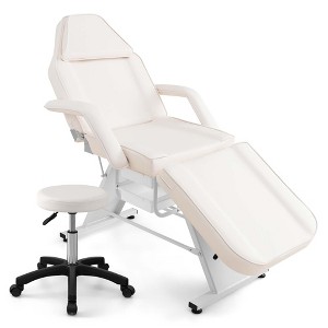 Costway 72" Massage Bed with Hydraulic Stool Adjustable Backrest & Legrest Storage Boxes Black/White/Pink - 1 of 3