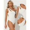 Allegra K Women's Leotard One Shoulder Ribbed Knit Slim Fit Tank Bodysuit - 2 of 4