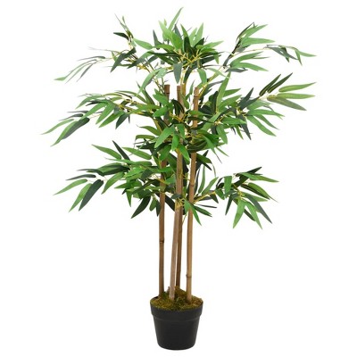 vidaXL Artificial Plant Green, Brown Real Bamboo, Polyester, Plastic, Iron