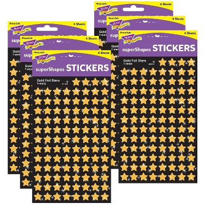 Trend Enterprises TREND Gold Foil Stars superShapes Stickers 400 Per Pack 6 Packs (T-46602-6)