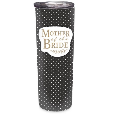 Elanze Designs Mother Of The Bride White Dots 20 ounce Stainless Steel Travel Tumbler