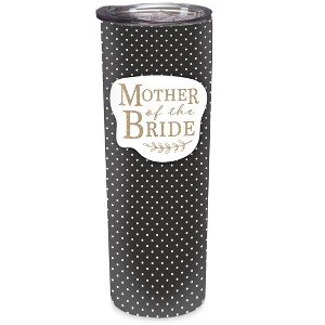 Elanze Designs Mother Of The Bride White Dots 20 ounce Stainless Steel Travel Tumbler - 1 of 4