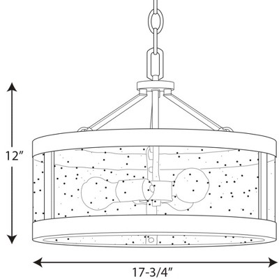 Graphite Seeded Glass 3-Light Farmhouse Ceiling Fixture