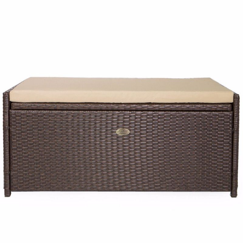 Barton Outdoor 60 Gallons Deck Box Cushion Seat Patio Storage Bench Shed, Beige, 3 of 7
