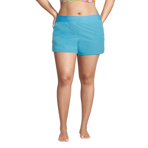 Lands' End Women's Plus Size 3 Inch Quick Dry Swim Shorts with Panty - 20W  - Turquoise