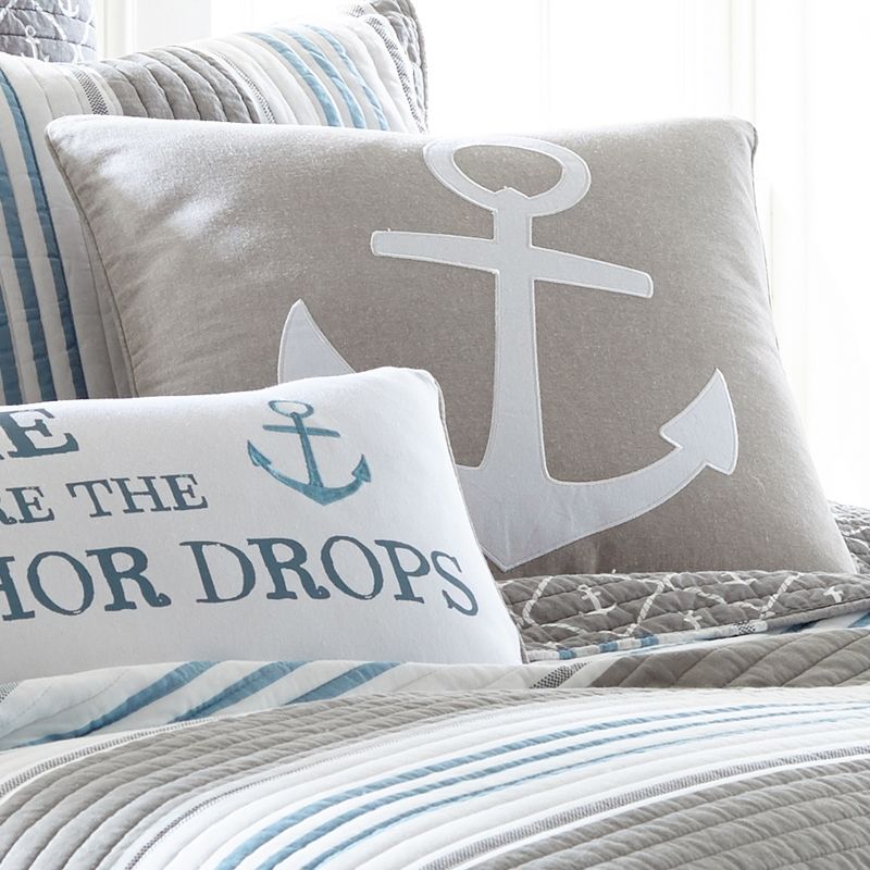 Provincetown Appliqued Anchor Pillow - Tan and White - Levtex Home, 2 of 4