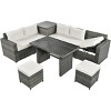 Outdoor 6-Piece All-Weather PE Rattan Wicker Sofa Set with Storage,Adjustable Seat And Tempered Glass Table-Maison Boucle - 3 of 4
