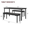 WhizMax 3 Pieces Dining Room Table Set for 4, Kitchen Table Set with 2 Upholstered Benches, Modern Dining Table Chair for Home, Apartment, Black - 2 of 4