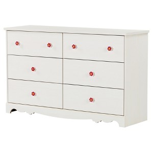 Lily Rose 6 - Drawer Double Dresser - White Wash - South Shore