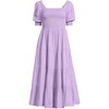 Lands' End Women's Smocked Cotton Dobby Midi Puff Sleeve Dress - 3 of 4