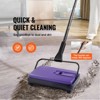 VEVOR Carpet Sweeper Manual, Floor Sweeper with 300 ml Dustbin Capacity Easy to Empty, 6.7 inch Cleaning Width for Home Carpets Pet Hair Dust, Purple - 3 of 4