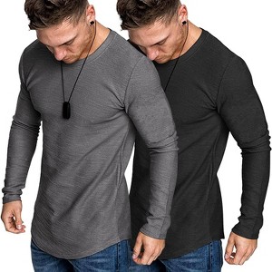 COOFANDY 2 Pack T Shirt Tee Round Neck Long Sleeve Slim Fit T-shirt - 1 of 4
