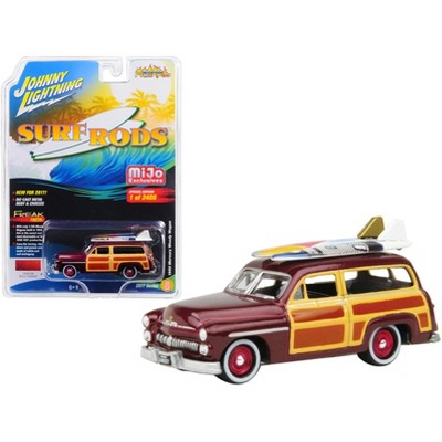 1950 Mercury Woody Wagon Custom Wild Cherry Limited Edition 2400pc Surf Rods 1/64 Diecast Model Car by Johnny Lightning