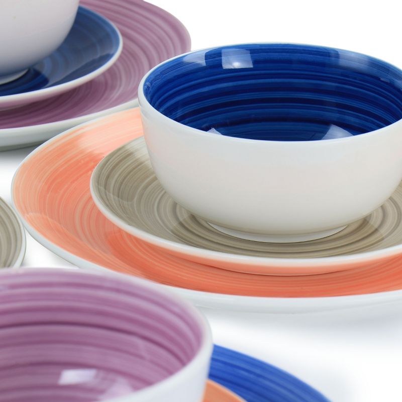 Gibson Home Color Vibes Fine Ceramic 12 Piece Dinnerware Set in Assorted Colors, 2 of 10
