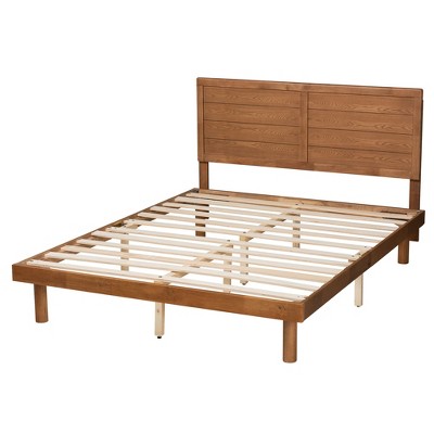 Daina Walnut Wood Full Size Platform Bed with Headboard