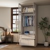 Hitow Modern Gray Armoire Set Frosted Glass Doors Woodgrain Finish Cream Style - 3 of 4